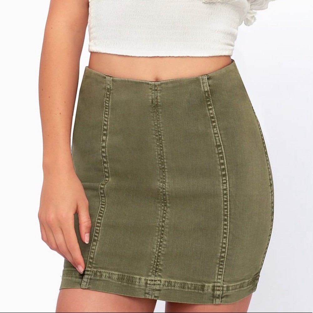 Free people green denim skirt